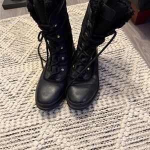 Women's Black Lace-Up Boots